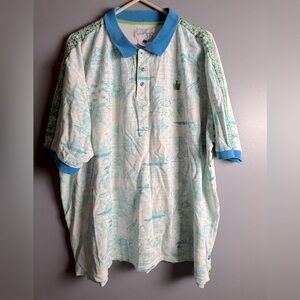 Notorious B.I.G. VTG Mens Polo Shirt Rapper Biggie Smalls Swirl Blue 3XL 28" PTP